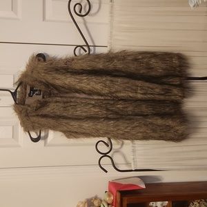 Faux fur long vest